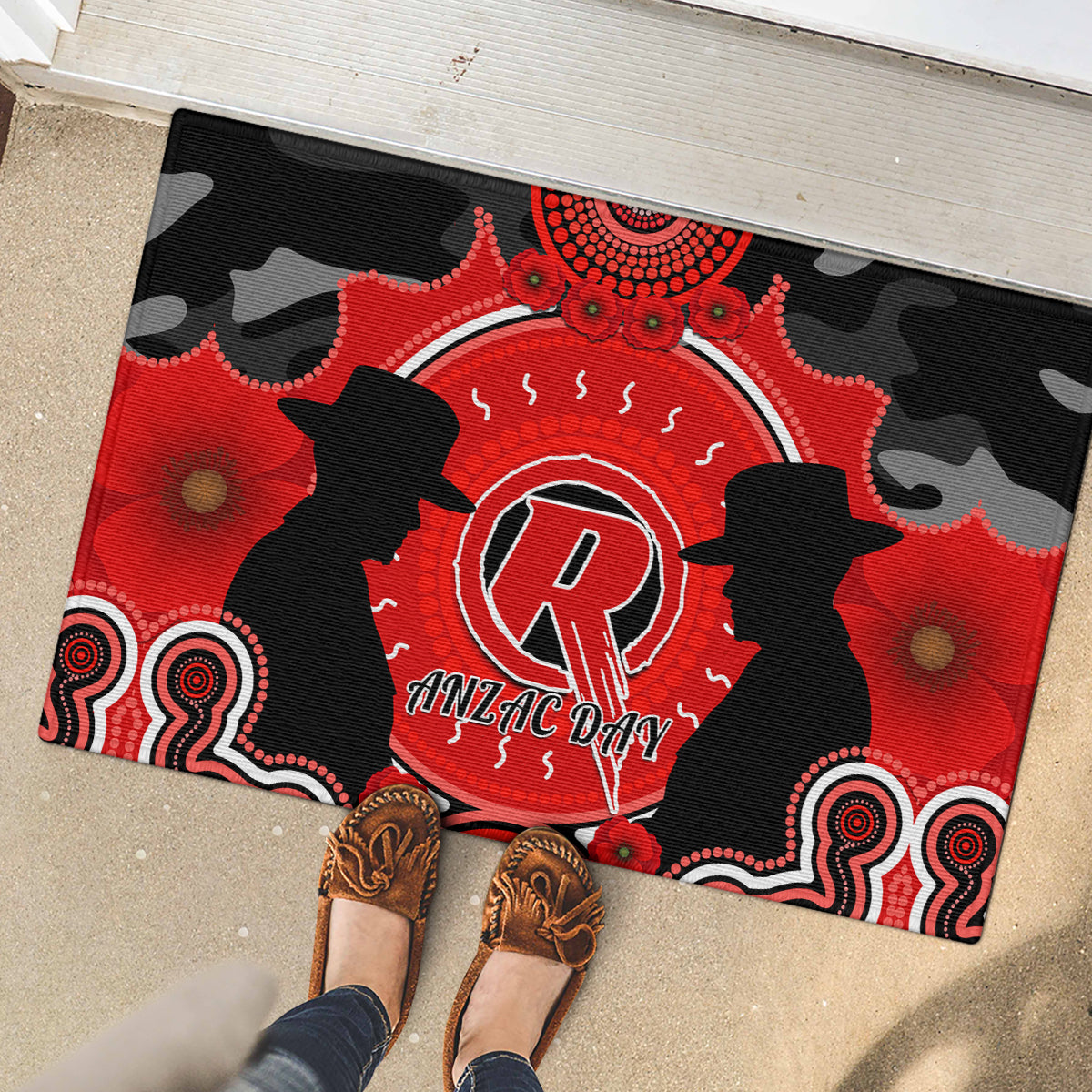 melbourne-renegades-anzac-2024-rubber-doormat-lest-we-forget-poppy-mix-camouflage