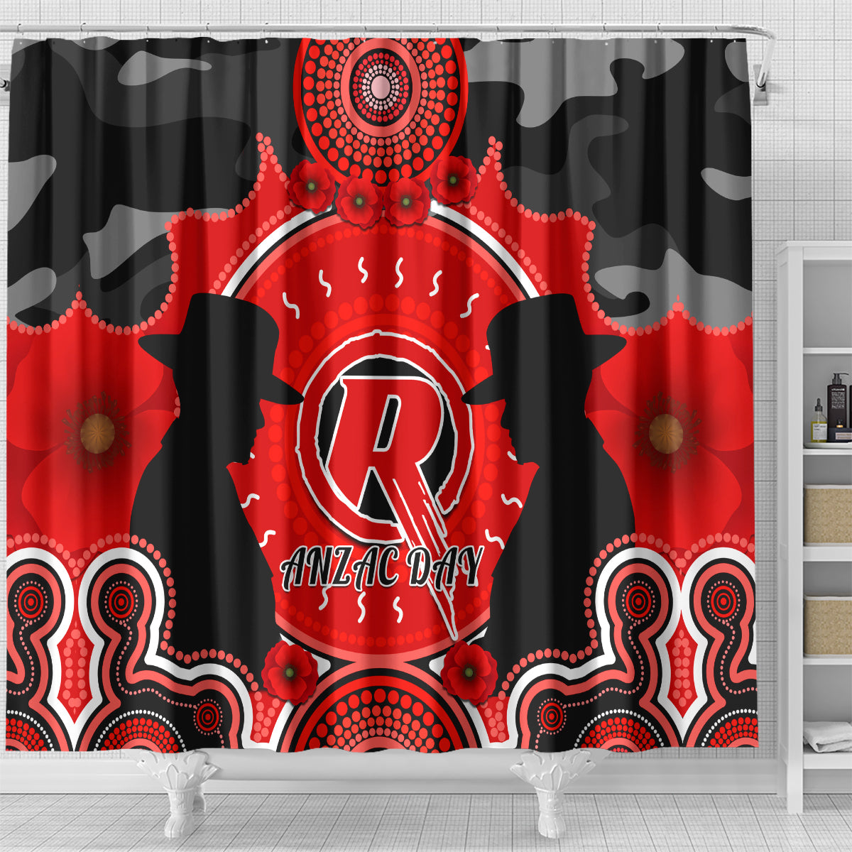 melbourne-renegades-anzac-2024-shower-curtain-lest-we-forget-poppy-mix-camouflage