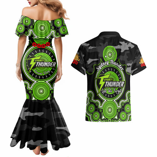 sydney-thunder-anzac-2024-couples-matching-mermaid-dress-and-hawaiian-shirt-lest-we-forget-poppy-mix-camouflage