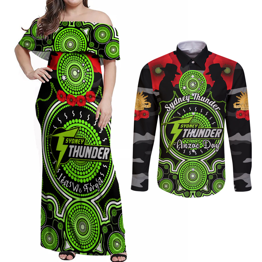 sydney-thunder-anzac-2024-couples-matching-off-shoulder-maxi-dress-and-long-sleeve-button-shirt-lest-we-forget-poppy-mix-camouflage