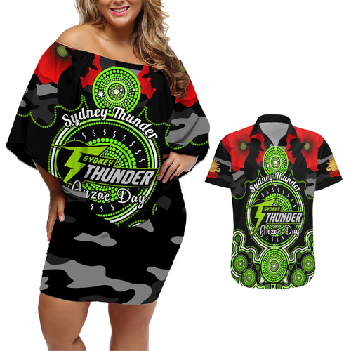 sydney-thunder-anzac-2024-couples-matching-off-shoulder-short-dress-and-hawaiian-shirt-lest-we-forget-poppy-mix-camouflage