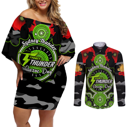sydney-thunder-anzac-2024-couples-matching-off-shoulder-short-dress-and-long-sleeve-button-shirt-lest-we-forget-poppy-mix-camouflage