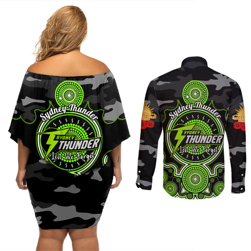 sydney-thunder-anzac-2024-couples-matching-off-shoulder-short-dress-and-long-sleeve-button-shirt-lest-we-forget-poppy-mix-camouflage