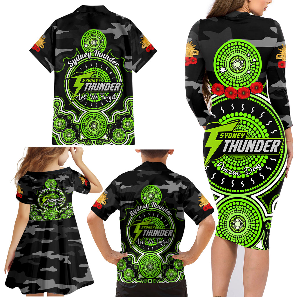 sydney-thunder-anzac-2024-family-matching-long-sleeve-bodycon-dress-and-hawaiian-shirt-lest-we-forget-poppy-mix-camouflage
