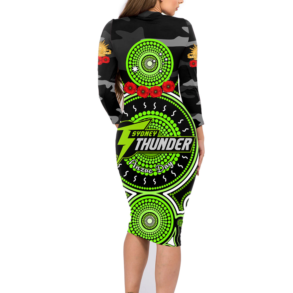 sydney-thunder-anzac-2024-family-matching-long-sleeve-bodycon-dress-and-hawaiian-shirt-lest-we-forget-poppy-mix-camouflage