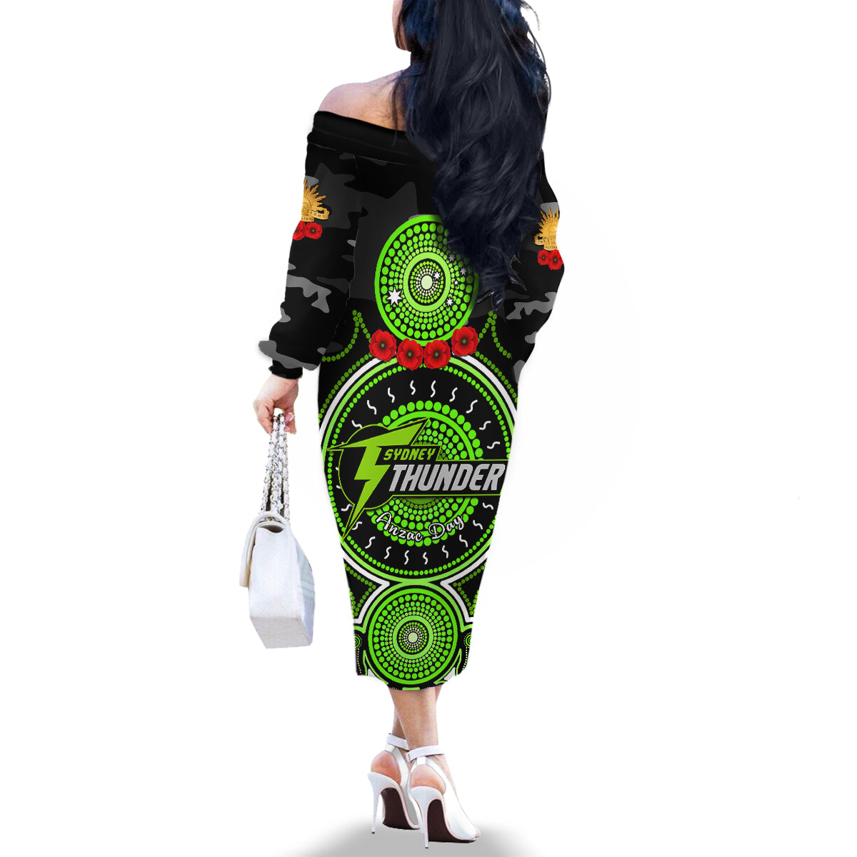 sydney-thunder-anzac-2024-family-matching-off-shoulder-long-sleeve-dress-and-hawaiian-shirt-lest-we-forget-poppy-mix-camouflage