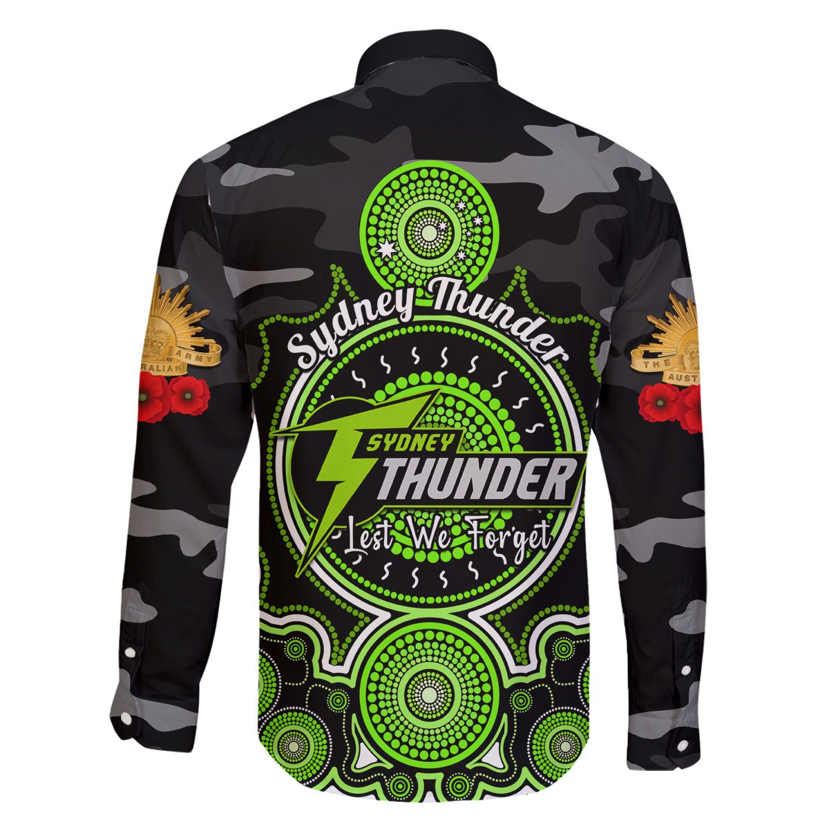 sydney-thunder-anzac-2024-family-matching-off-shoulder-maxi-dress-and-hawaiian-shirt-lest-we-forget-poppy-mix-camouflage