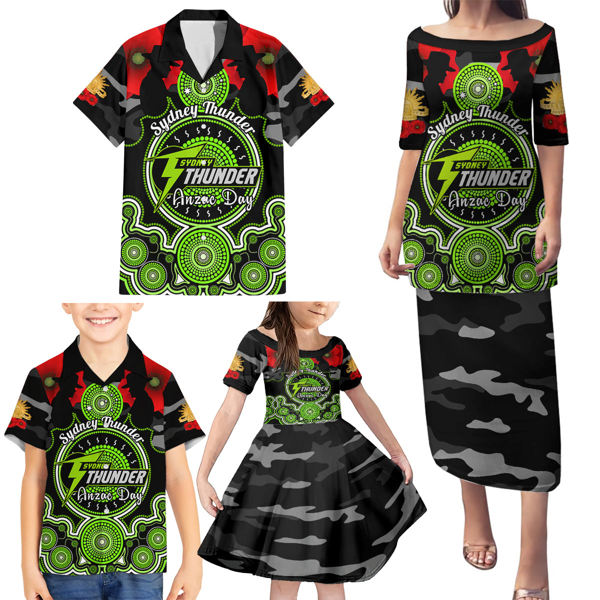 sydney-thunder-anzac-2024-family-matching-puletasi-dress-and-hawaiian-shirt-lest-we-forget-poppy-mix-camouflage