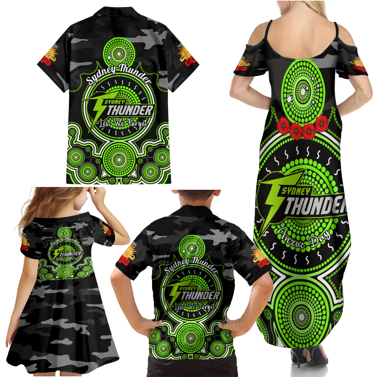 sydney-thunder-anzac-2024-family-matching-summer-maxi-dress-and-hawaiian-shirt-lest-we-forget-poppy-mix-camouflage