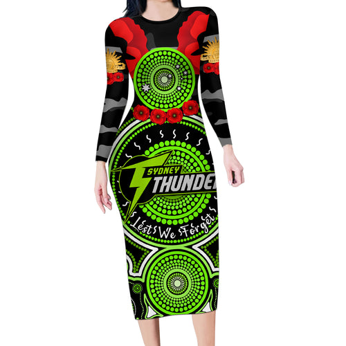sydney-thunder-anzac-2024-long-sleeve-bodycon-dress-lest-we-forget-poppy-mix-camouflage