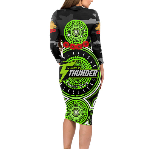 sydney-thunder-anzac-2024-long-sleeve-bodycon-dress-lest-we-forget-poppy-mix-camouflage