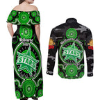 melbourne-stars-anzac-2024-couples-matching-off-shoulder-maxi-dress-and-long-sleeve-button-shirt-lest-we-forget-poppy-mix-camouflage