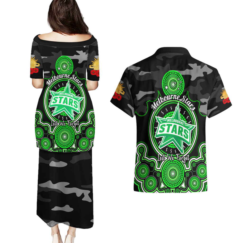 melbourne-stars-anzac-2024-couples-matching-puletasi-dress-and-hawaiian-shirt-lest-we-forget-poppy-mix-camouflage