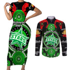 melbourne-stars-anzac-2024-couples-matching-short-sleeve-bodycon-dress-and-long-sleeve-button-shirt-lest-we-forget-poppy-mix-camouflage