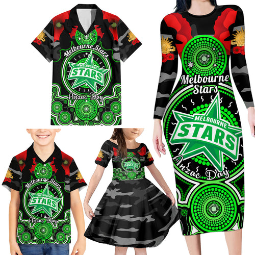 melbourne-stars-anzac-2024-family-matching-long-sleeve-bodycon-dress-and-hawaiian-shirt-lest-we-forget-poppy-mix-camouflage