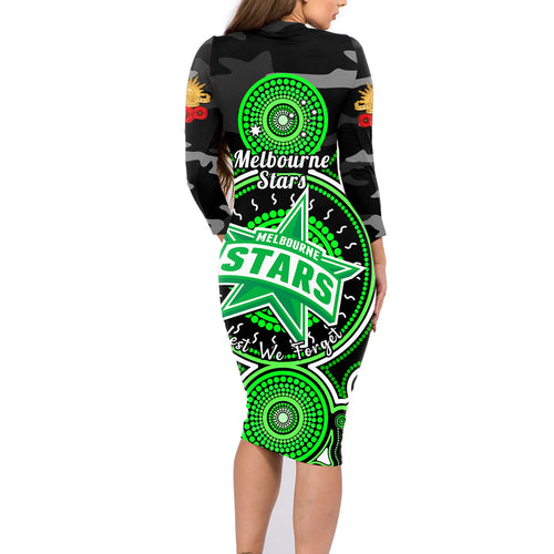 melbourne-stars-anzac-2024-family-matching-long-sleeve-bodycon-dress-and-hawaiian-shirt-lest-we-forget-poppy-mix-camouflage