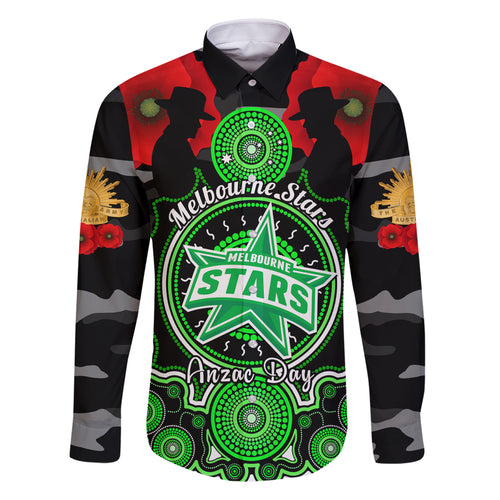 melbourne-stars-anzac-2024-family-matching-off-shoulder-long-sleeve-dress-and-hawaiian-shirt-lest-we-forget-poppy-mix-camouflage