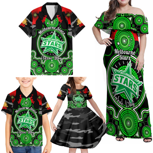 melbourne-stars-anzac-2024-family-matching-off-shoulder-maxi-dress-and-hawaiian-shirt-lest-we-forget-poppy-mix-camouflage