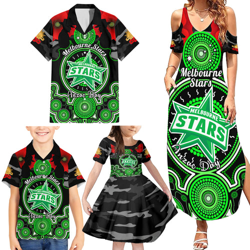melbourne-stars-anzac-2024-family-matching-summer-maxi-dress-and-hawaiian-shirt-lest-we-forget-poppy-mix-camouflage