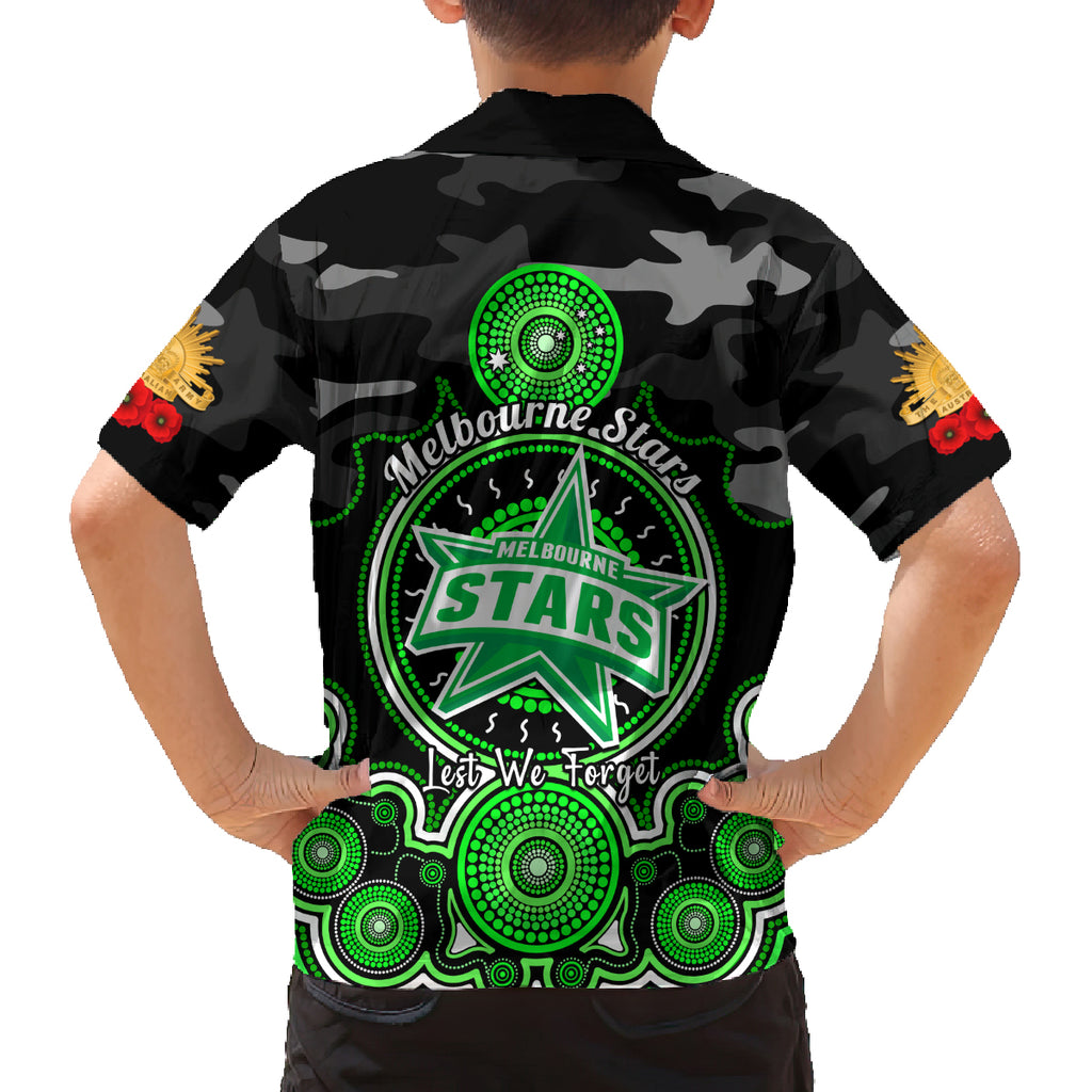 melbourne-stars-anzac-2024-family-matching-summer-maxi-dress-and-hawaiian-shirt-lest-we-forget-poppy-mix-camouflage