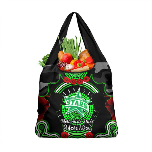 Melbourne Stars ANZAC 2024 Grocery Bag Lest We Forget Poppy Mix Camouflage