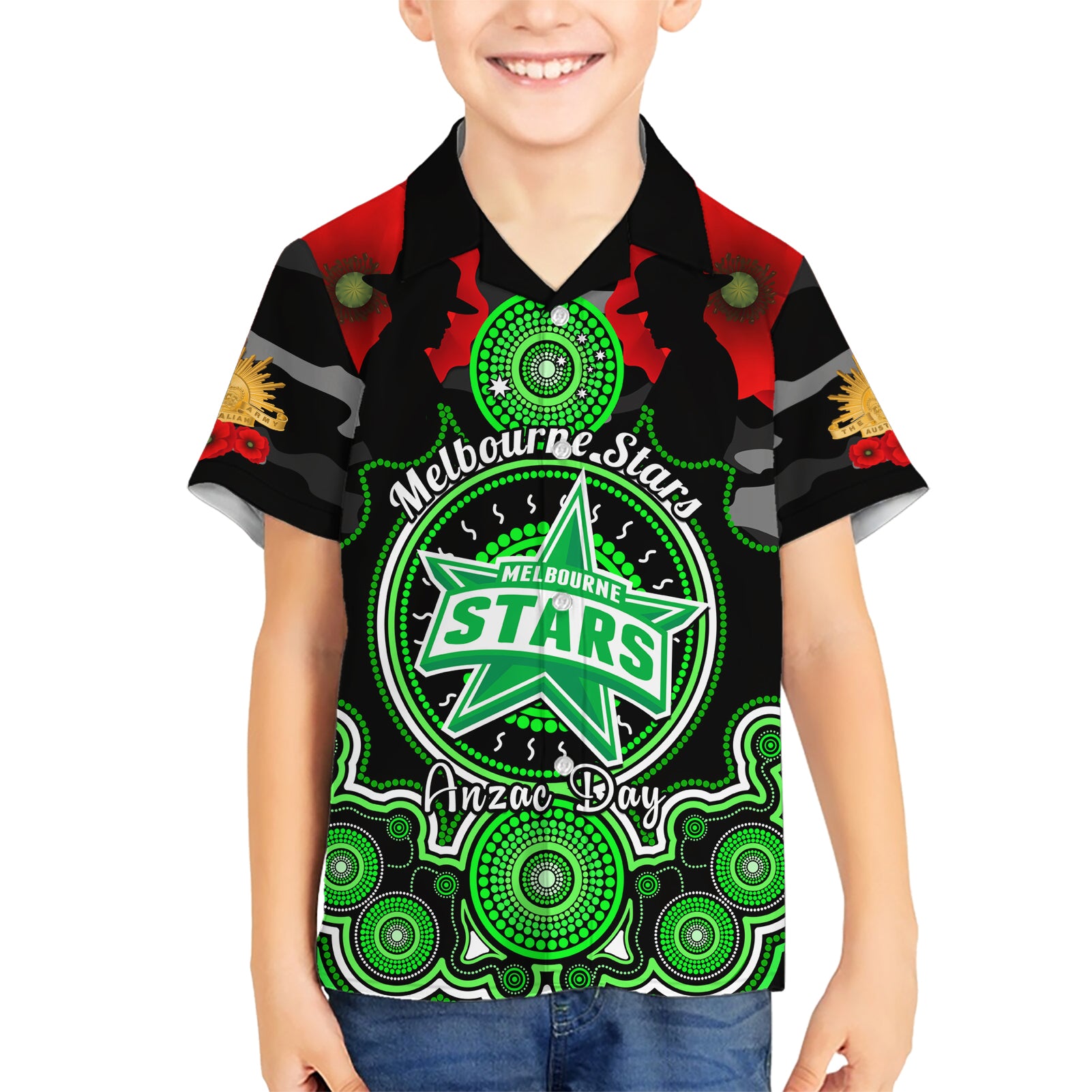 melbourne-stars-anzac-2024-kid-hawaiian-shirt-lest-we-forget-poppy-mix-camouflage