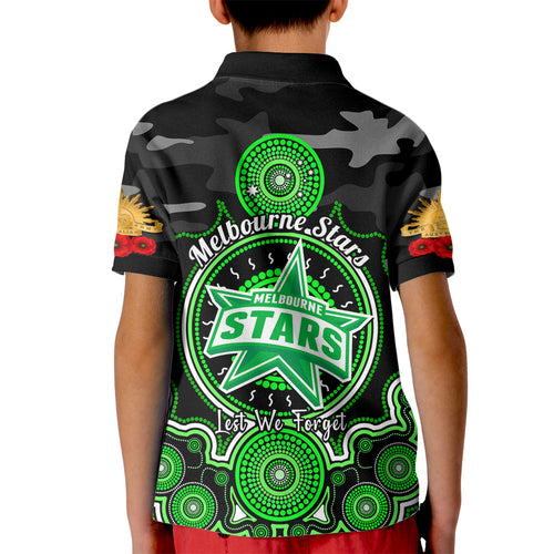 melbourne-stars-anzac-2024-kid-polo-shirt-lest-we-forget-poppy-mix-camouflage