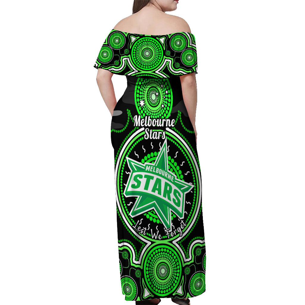 melbourne-stars-anzac-2024-off-shoulder-maxi-dress-lest-we-forget-poppy-mix-camouflage