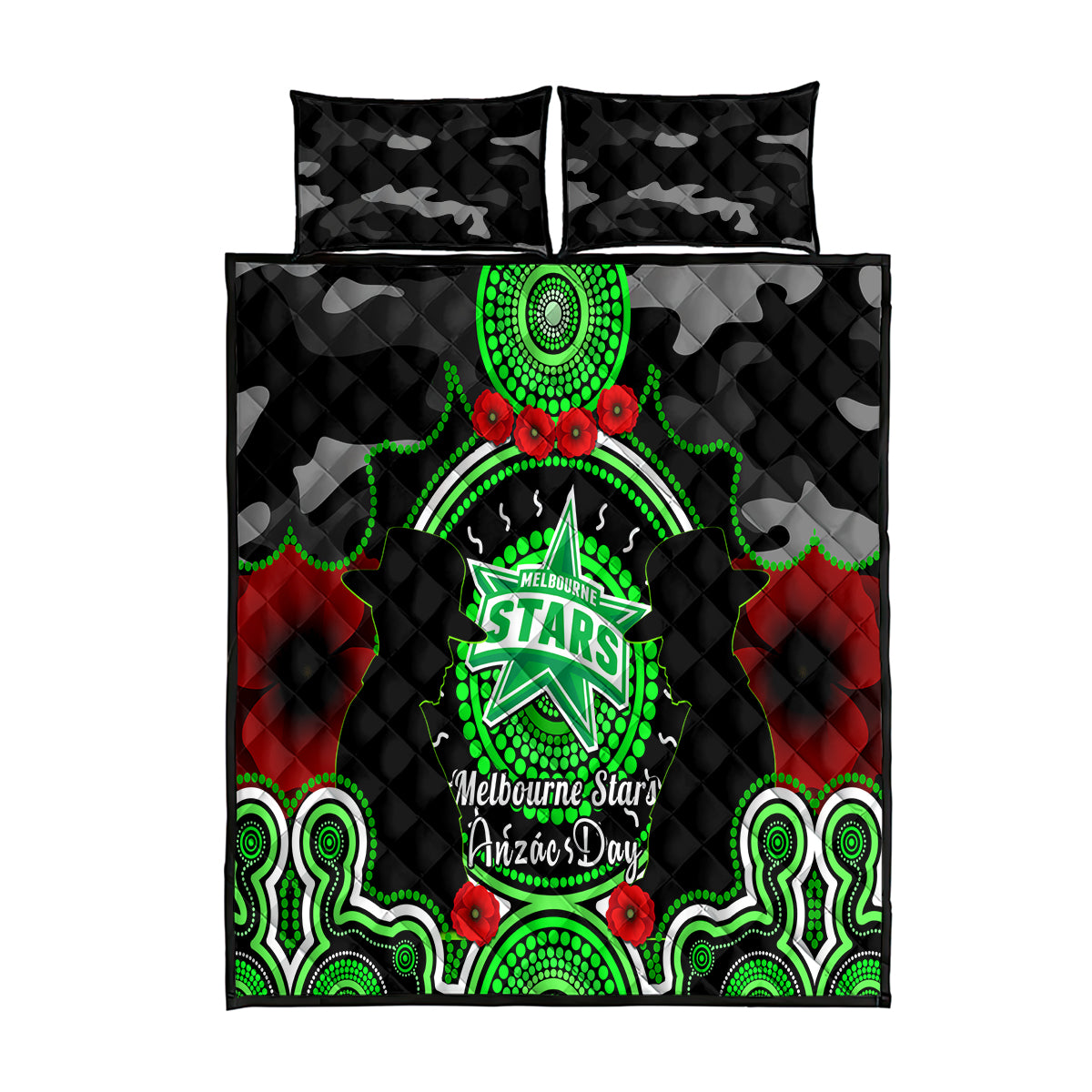 melbourne-stars-anzac-2024-quilt-bed-set-lest-we-forget-poppy-mix-camouflage