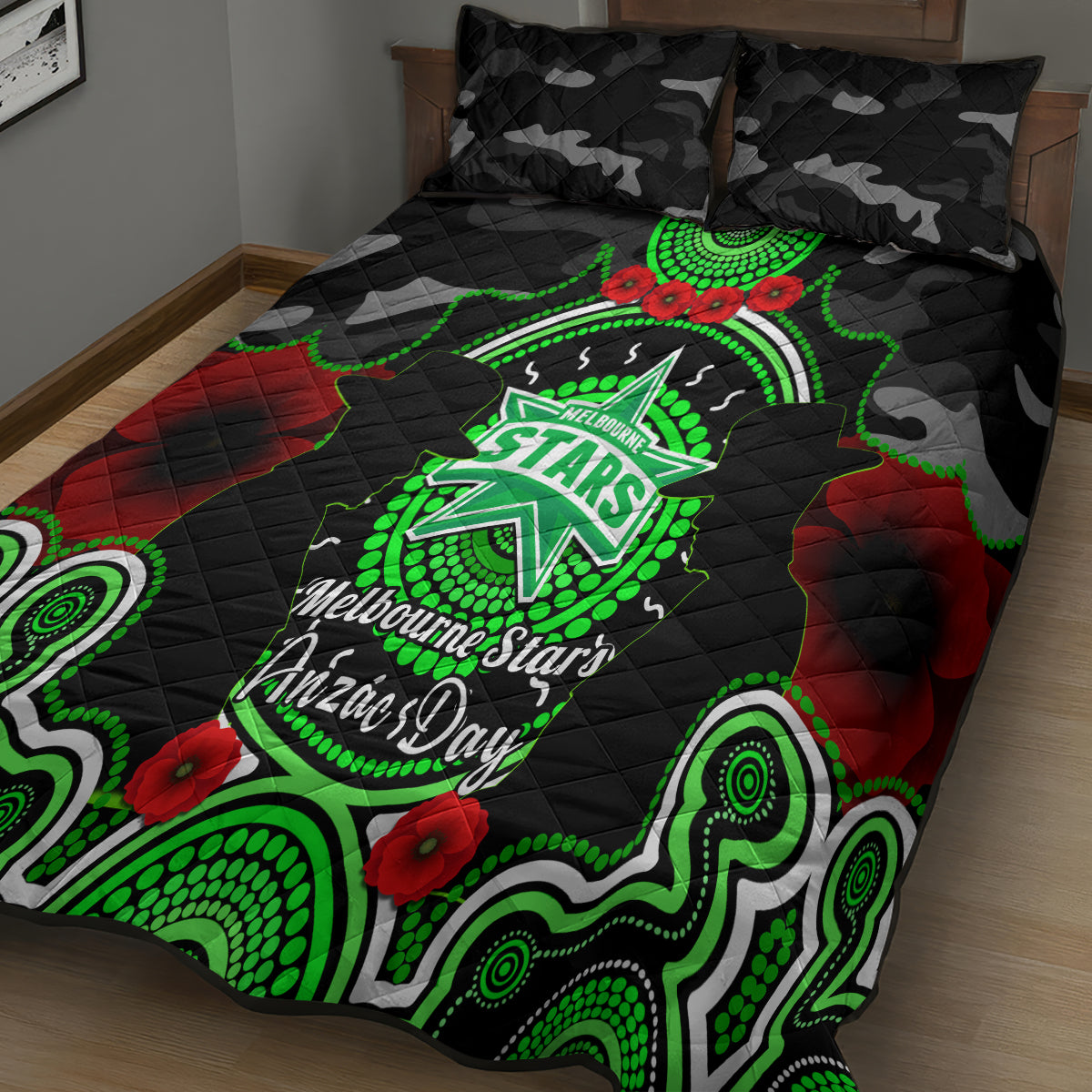 melbourne-stars-anzac-2024-quilt-bed-set-lest-we-forget-poppy-mix-camouflage