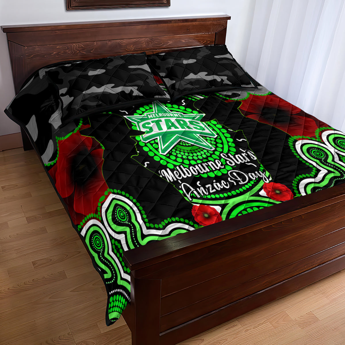 melbourne-stars-anzac-2024-quilt-bed-set-lest-we-forget-poppy-mix-camouflage