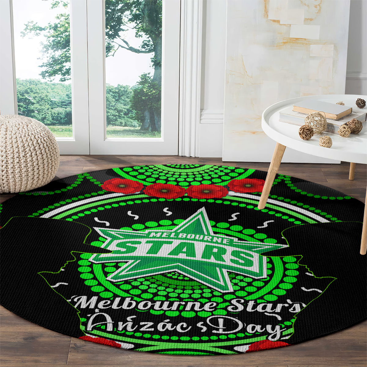 melbourne-stars-anzac-2024-round-carpet-lest-we-forget-poppy-mix-camouflage