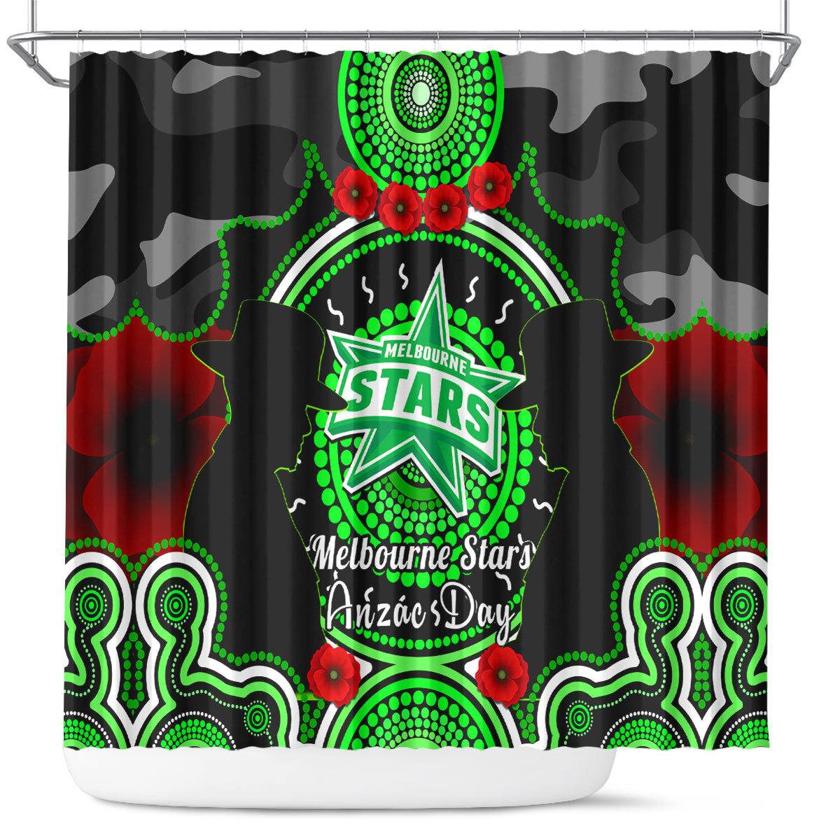melbourne-stars-anzac-2024-shower-curtain-lest-we-forget-poppy-mix-camouflage