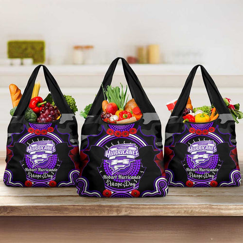 Hobart Hurricanes ANZAC 2024 Grocery Bag Lest We Forget Poppy Mix Camouflage