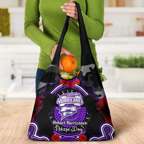 Hobart Hurricanes ANZAC 2024 Grocery Bag Lest We Forget Poppy Mix Camouflage