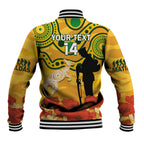 Custom Matildas ANZAC Day Baseball Jacket Lest We Forget Poppies Mix Camouflage Gold