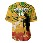 Custom Matildas ANZAC Day Baseball Jersey Lest We Forget Poppies Mix Camouflage Gold