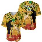 Custom Matildas ANZAC Day Baseball Jersey Lest We Forget Poppies Mix Camouflage Gold