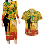 Custom Matildas ANZAC Day Couples Matching Long Sleeve Bodycon Dress and Hawaiian Shirt Lest We Forget Poppies Mix Camouflage Gold