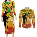 Custom Matildas ANZAC Day Couples Matching Long Sleeve Bodycon Dress and Long Sleeve Button Shirt Lest We Forget Poppies Mix Camouflage Gold