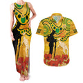 Custom Matildas ANZAC Day Couples Matching Tank Maxi Dress and Hawaiian Shirt Lest We Forget Poppies Mix Camouflage Gold