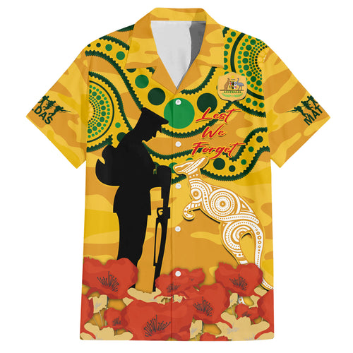 Custom Matildas ANZAC Day Hawaiian Shirt Lest We Forget Poppies Mix Camouflage Gold