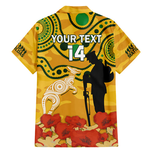 Custom Matildas ANZAC Day Hawaiian Shirt Lest We Forget Poppies Mix Camouflage Gold