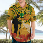 Custom Matildas ANZAC Day Hawaiian Shirt Lest We Forget Poppies Mix Camouflage Gold