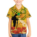 Custom Matildas ANZAC Day Kid Hawaiian Shirt Lest We Forget Poppies Mix Camouflage Gold