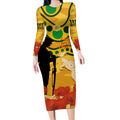 Custom Matildas ANZAC Day Long Sleeve Bodycon Dress Lest We Forget Poppies Mix Camouflage Gold
