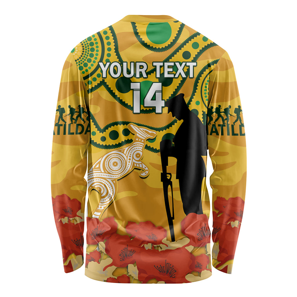 Custom Matildas ANZAC Day Long Sleeve Shirt Lest We Forget Poppies Mix Camouflage Gold