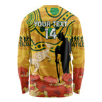 Custom Matildas ANZAC Day Long Sleeve Shirt Lest We Forget Poppies Mix Camouflage Gold