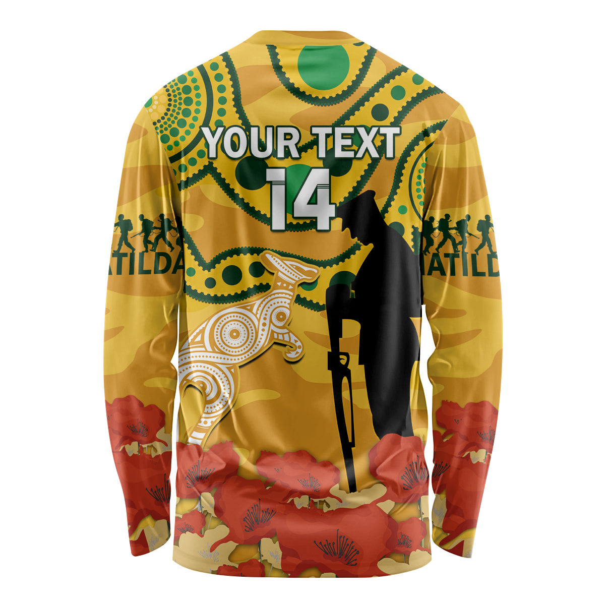 Custom Matildas ANZAC Day Long Sleeve Shirt Lest We Forget Poppies Mix Camouflage Gold