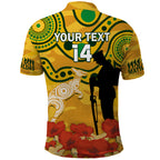 Custom Matildas ANZAC Day Polo Shirt Lest We Forget Poppies Mix Camouflage Gold